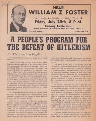 Item #1284 A People's Program for the Defeat of Hitlerism. U. S. A. Communist Party