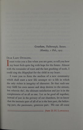 We Will Be Sons of Gods Who Walk Here on Earth: A letter from D.H. Lawrence to Lady Ottoline Morrell, written in 1915, his thirtieth year.