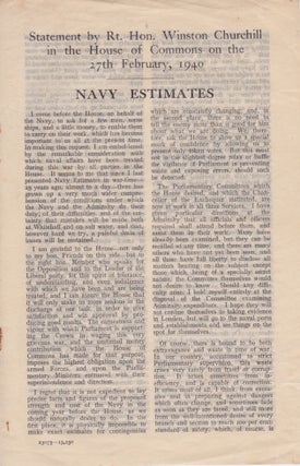 Item #1535 Navy Estimates: Statement by Rt. Hon. Winston Churchill in the House of Commons on the...
