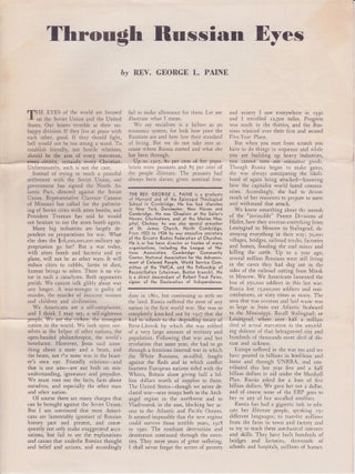 Item #2001 Through Russian Eyes. George L. Rev Paine