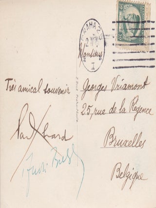 Item #2044 A Postcard Signed by Both Surrealists. Paul Éluard, André Breton