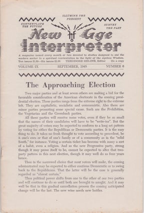 Item #2143 New Age Interpreter [Vol. IX, Number 6, September, 1948]. Theodore Heline