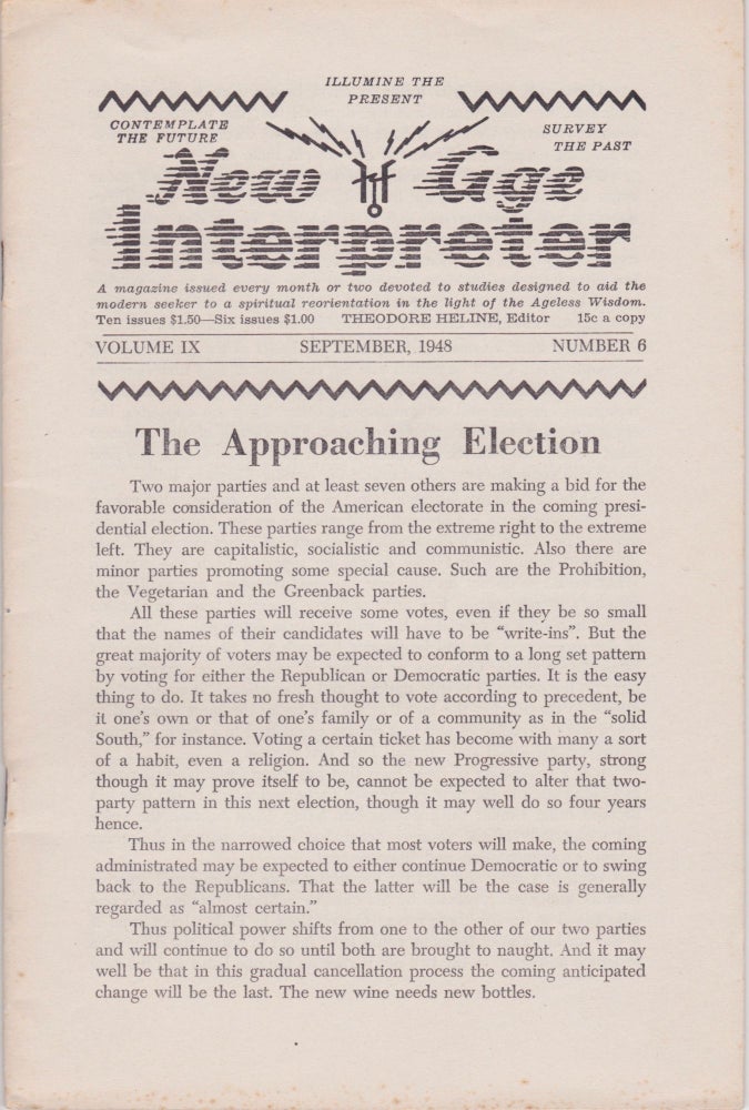 Item #2143 New Age Interpreter [Vol. IX, Number 6, September, 1948]. Theodore Heline.