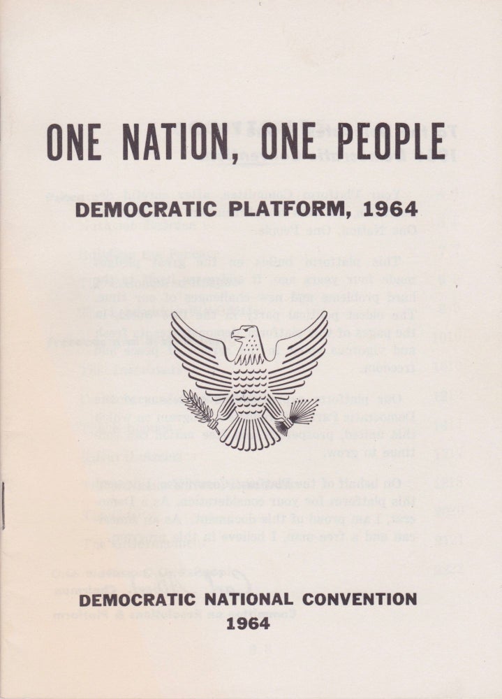 Item #2144 One Nation, One People: Democratic Platform, 1964. Carl Albert.