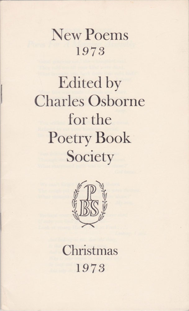 Item #2576 New Poems 1973. Charles Osborne.