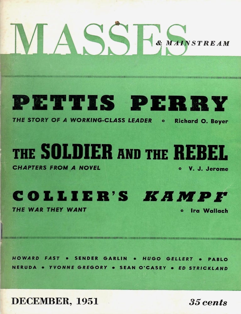 Item #2784 Masses & Mainstream, December 1951 [Volume 4, Number 12]. Lorraine Hansberry, Samuel Sillen.
