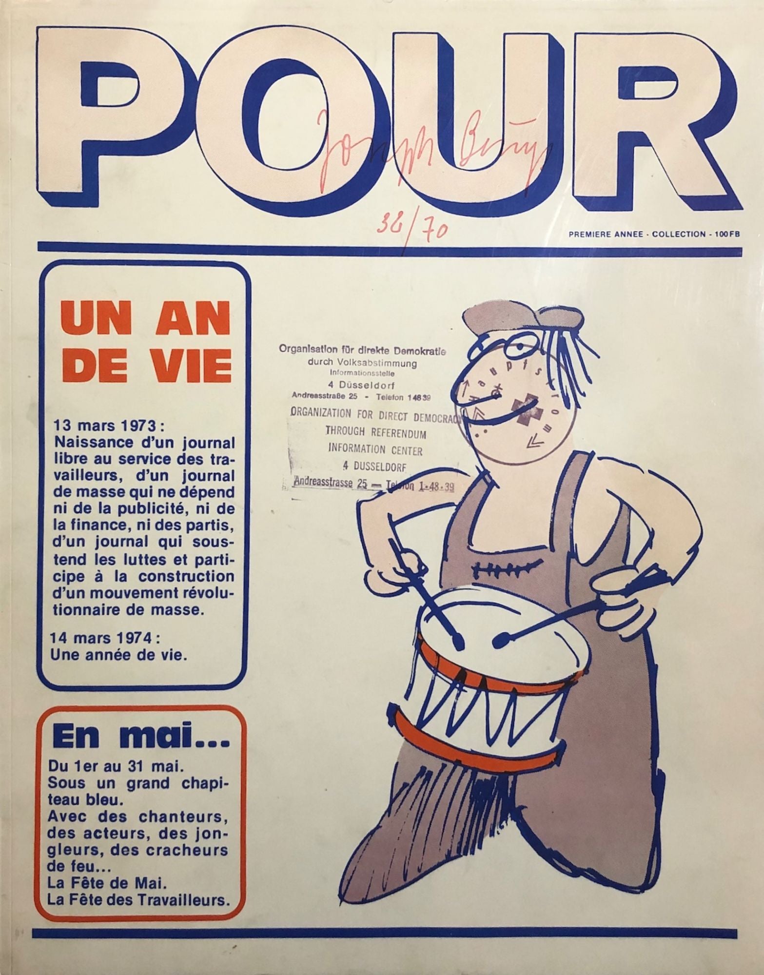du　Peuple　Journal　Joseph　Jean-Claude　Libre　au　Edition　Service　Un　Garot　First　Pour:　Beuys,