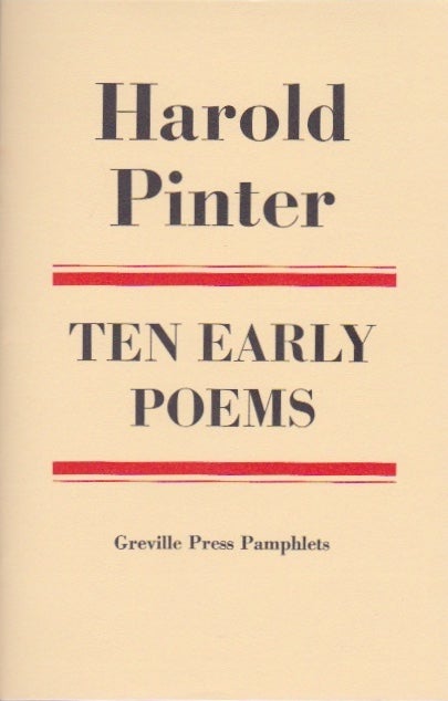 Item #838 Ten Early Poems. Harold Pinter.